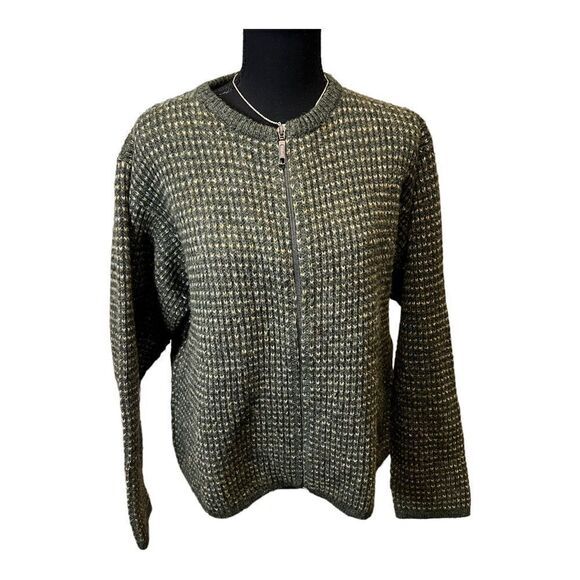 Women's Green Full Zip Woolrich Sweater Size Large 100% Wool EUC - Picture 4 of 11